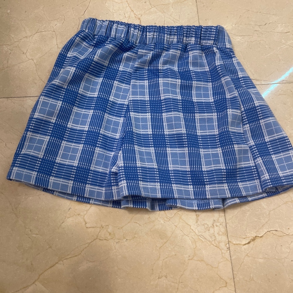 Blue plaid skirt